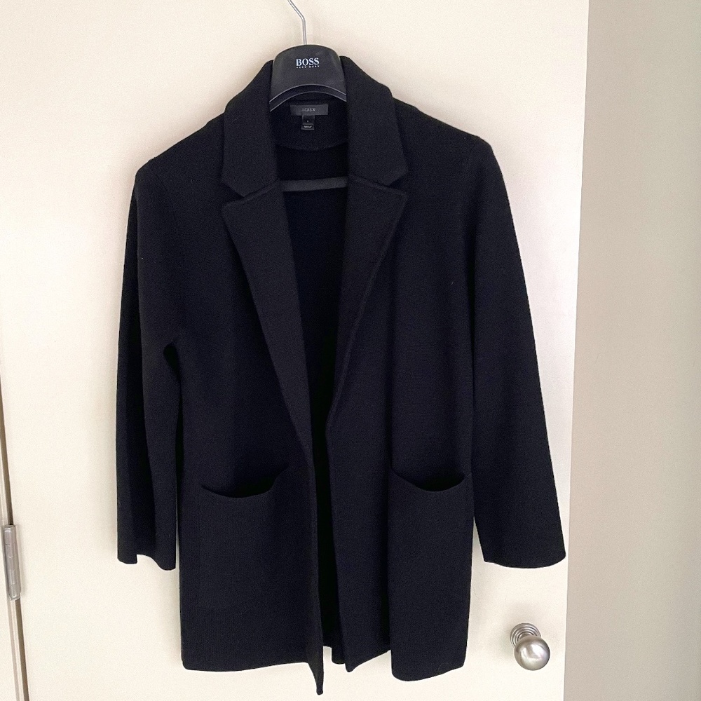J. Crew Relaxed Black Sweater Blazer Sz. L